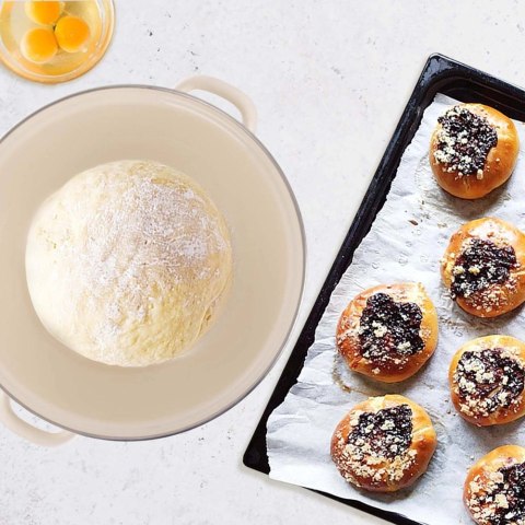 Miska emaliowana z uchwytami kremowa TONCA 33 cm, 5 l