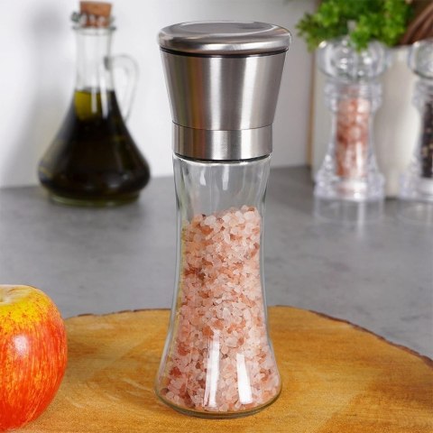 Młynek Ręczny do Pieprzu Soli Szklany 19 cm Stal EXCELLENT HOUSEWARE
