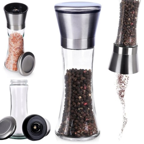 Młynek Ręczny do Pieprzu Soli Szklany 19 cm Stal EXCELLENT HOUSEWARE