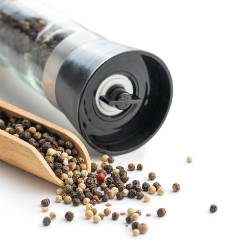 Młynek do Pieprzu Soli Szklany Ręczny Regulowany Solidny ORION 18,5 x 6,5cm