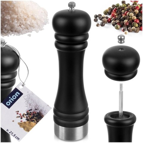 Młynek do Pieprzu i Soli Drewniany Czarny 21,5 cm Regulacja ORION