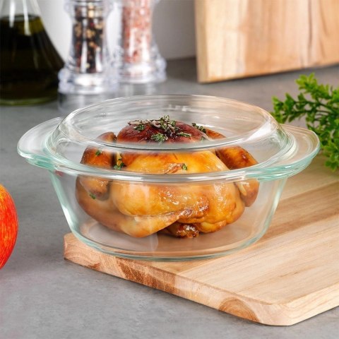 Naczynie Okrągłe z Pokrywką Szklane 1,0 L Borokrzemowe do Zmywarki VILDE