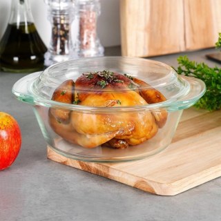 Naczynie Okrągłe z Pokrywką Szklane 1,4 L Borokrzemowe do Zmywarki VILDE