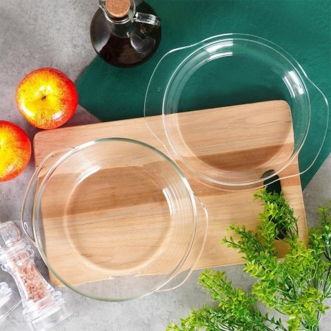 Naczynie Okrągłe z Pokrywką Szklane 1,4 L Borokrzemowe do Zmywarki VILDE