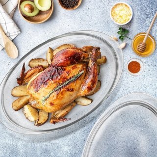 Naczynie Żaroodporne Owalne z Pokrywką 3,0L Borokrzemowe do Zmywarki ORION