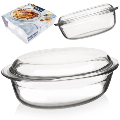 Naczynie Żaroodporne Owalne z Pokrywką 3,0L Borokrzemowe do Zmywarki ORION
