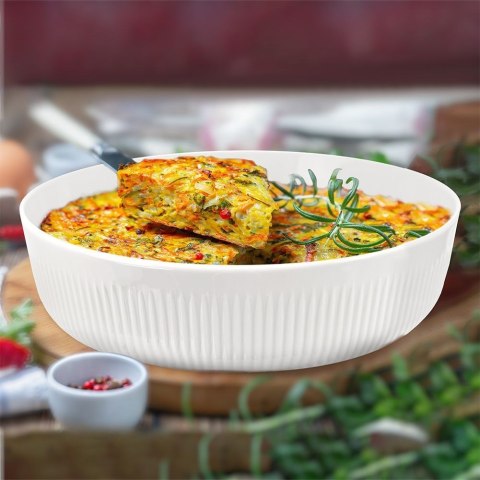 Naczynie Żaroodporne Porcelanowe Okrągłe Białe Solidne ORION 29 x 29 x 8 cm