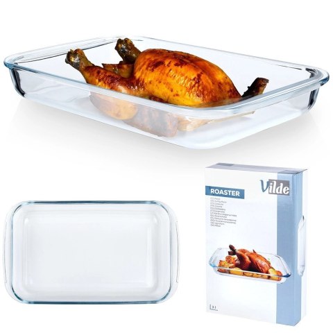 Naczynie Żaroodporne do Zapiekania Szklane Solidne VILDE 39,5 x 24 x 5 cm