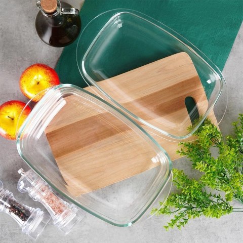 Naczynie Żaroodporne do Zapiekania z Pokrywką Szklane Solidne VILDE 3+1,5 L