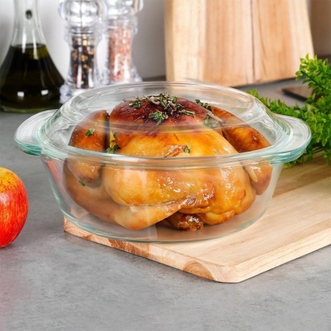 Naczynie Żaroodporne z Pokrywką do Pieczenia Szklane Małe VILDE 2 L + 750ml