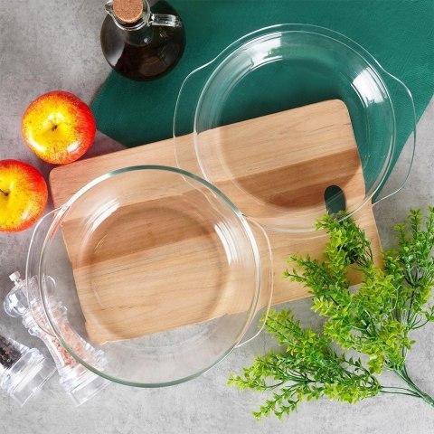 Naczynie Żaroodporne z Pokrywką do Pieczenia Szklane Małe VILDE 2 L + 750ml