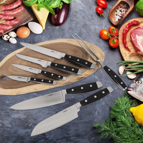 Nóż Santoku do Mięsa Ryb Owoców Stalowy Japoński Solidny MASTER 33 x 5 cm