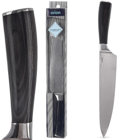 Nóż Szefa Kuchni 33,5 cm Stal Damasceńska Drewniany Uchwyt ORION