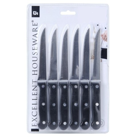 Noże do Steków 21 cm Stal Nierdzewna 6 szt. ząbkowane EXCELLENT HOUSEWARE