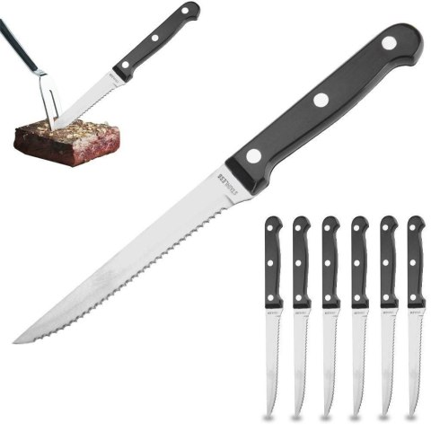 Noże do Steków 21 cm Stal Nierdzewna 6 szt. ząbkowane EXCELLENT HOUSEWARE