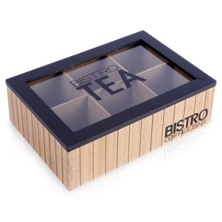 Organizer na Herbatę Drewniany 6 Komór VILDE Zamykany LOFT 24 x 16 cm