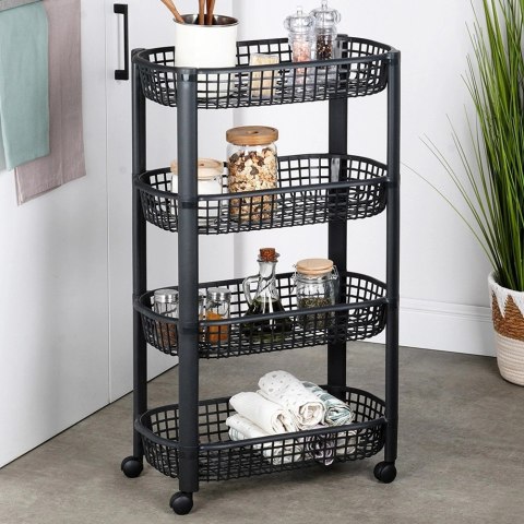 Organizer Na Kółkach Czarny EXCELLENT HOUSEWARE 4-Poziomowy 46x26x79 cm