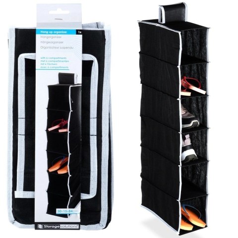 Organizer Wiszący do Szafy 6 Półek 30 x 15 x 84 cm STORAGE SOLUTIONS Czarny