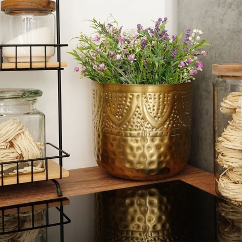 Osłonka na Doniczkę Metalowa Złota Dekoracyjna Ozdobna VILDE 19 x 18 cm