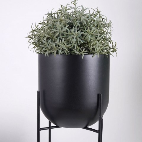 Osłonka na Doniczkę na Stojaku Metalowa 16,5 x 42 cm VILDE Czarna Glamour