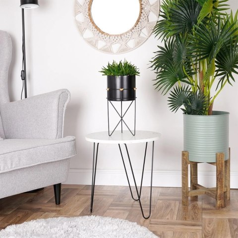 Osłonka na Doniczkę na Stojaku Metalowa 17 x 31,5 cm HSC Czarna