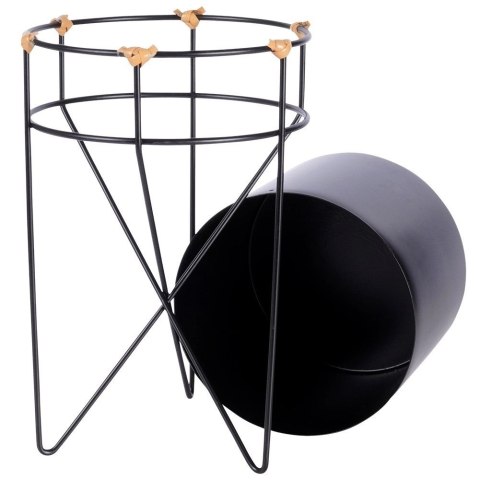 Osłonka na Doniczkę na Stojaku Metalowa 17 x 31,5 cm HSC Czarna