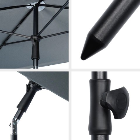 Parasol Ogrodowy Regulowany 125 x 200 cm VILDE Szary Ochrona UPF 30+