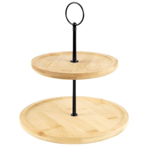 Patera 2-Piętrowa Bambusowa Drewniana Dekoracyjna EXCELLENT HOUSEWARE 24 cm
