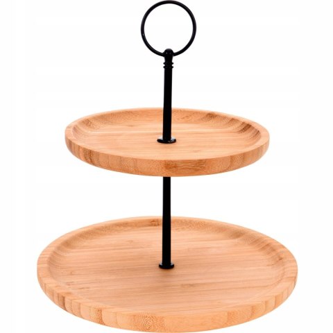 Patera 2-Piętrowa Bambusowa Drewniana Dekoracyjna EXCELLENT HOUSEWARE 24 cm