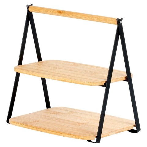 Patera Bambusowa 2-piętrowa 28 x 20 x 27,5 cm VILDE do Serów Przekąsek