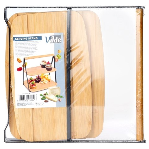 Patera Bambusowa 2-piętrowa 28 x 20 x 27,5 cm VILDE do Serów Przekąsek