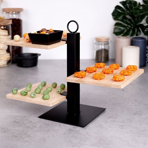 Patera Bambusowa 3-Piętrowa z Miseczką EXCELLENT HOUSEWARE 32x32x26,5 cm