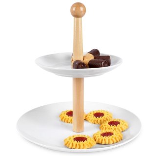 Patera Etażerka do Ciast Porcelanowa Biała 2-Piętrowa Houseware 27 cm