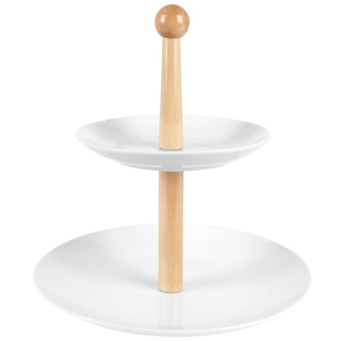 Patera Etażerka do Ciast Porcelanowa Biała 2-Piętrowa Houseware 27 cm