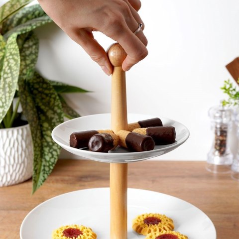 Patera Etażerka do Ciast Porcelanowa Biała 2-Piętrowa Houseware 27 cm