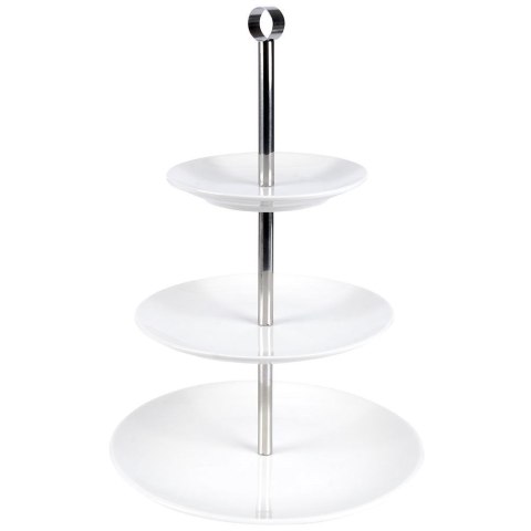 Patera Porcelanowa Biała 3-Piętrowa do Serwowania Przekąsek ORION 25,5 cm