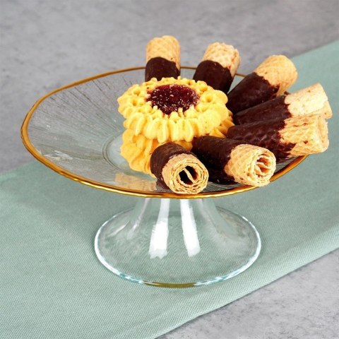 Patera na Tort Ciasto Przekąski Szklana na Nóżce Szklana ORION 15,5 cm