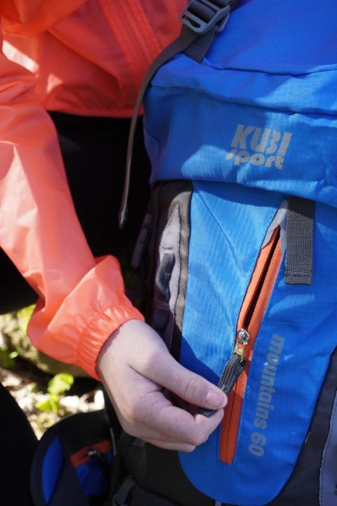 Plecak Turystyczny do Wędrówek Damski Męski Niebieski Pojemny KUBISPORT 60L