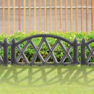 Płotek Ogrodowy Ozdobny Grafitowy Palisada Obrzeże VILDE 50 x 30 cm 6 szt.