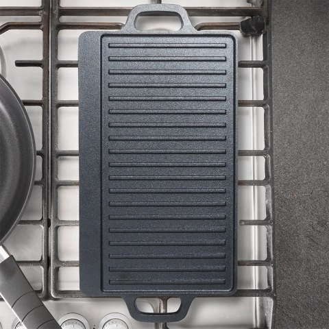 Płyta do Grilla Grillowania Mięsa Ryb Żeliwna Dwustronna VILDE 45,5x22,5 cm