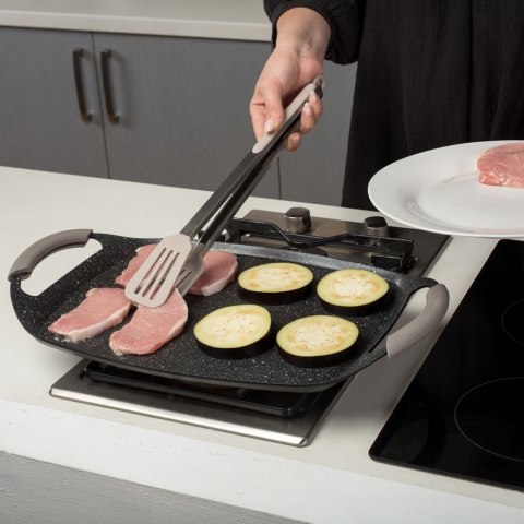 Płyta do Grillowania Smażenia Ryflowana Granitowa NAVA 48 x 29 cm