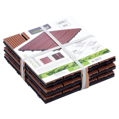 Płytki Tarasowe Brązowe 30 x 30 cm PROGARDEN 6 szt. Montaż na Klik