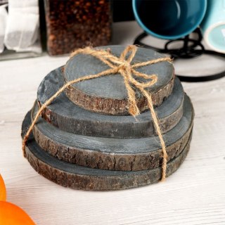 Podkładka Podstawka pod Kubek Kwiaty Świece Plaster Drewna VILDE 4 szt.