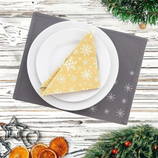 Podkładka na Stół Bawełniana Świąteczna 33,5 x 26 cm ORION Płatek Szara
