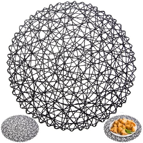 Podkładka na Stół Okrągła Koronkowa Czarna 35 cm ORION Ozdoba Stół