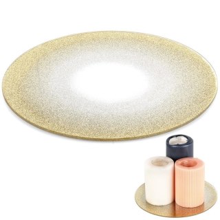 Podstawka Lustrzana Brokatowa pod Świece 20 cm VILDE Szkło Złote