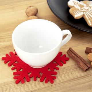 Podstawki pod Kubek Filcowe Płatek Śniegu 6 szt. 13,5 cm ORION Czerwone