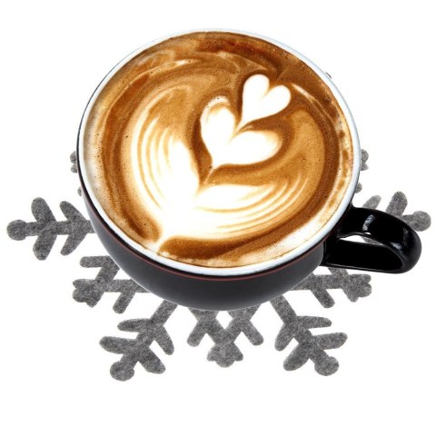 Podstawki pod Kubek Filcowe Płatek Śniegu 6 szt. 13,5 cm ORION Szare