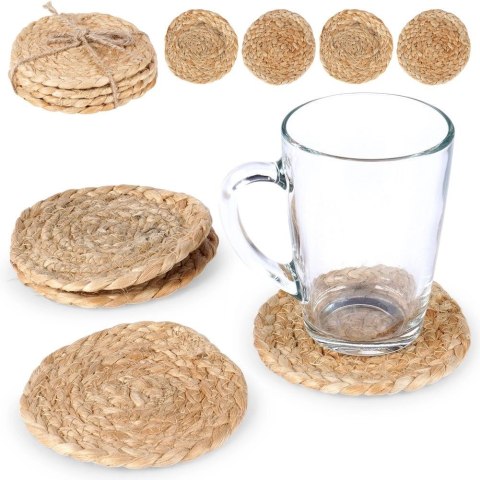 Podstawki pod Kubek Jutowe Naturalne Boho 4 szt. 10 cm HSC Okrągłe