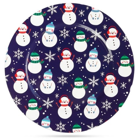 Podtalerz Świąteczny Bałwan Granatowy 33 cm VILDE Dekoracja Stołu